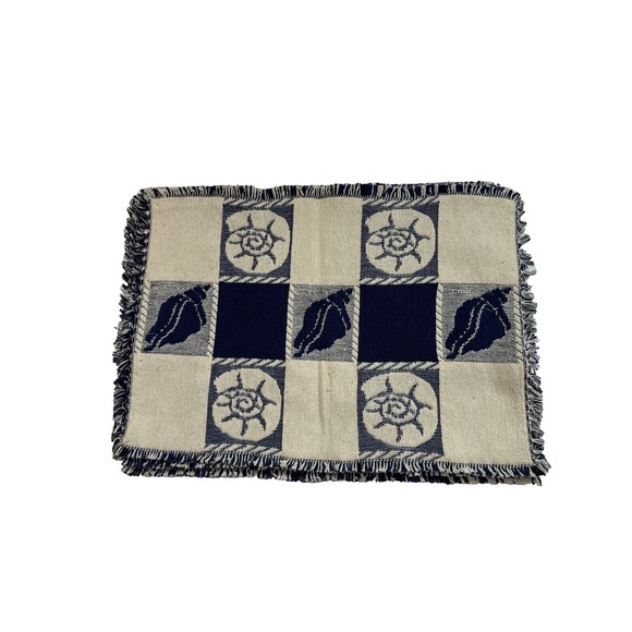 Classic Collection Blue and White Nautical Placemats Set of 6 Fabric Place Mats - Picture 3 of 10
